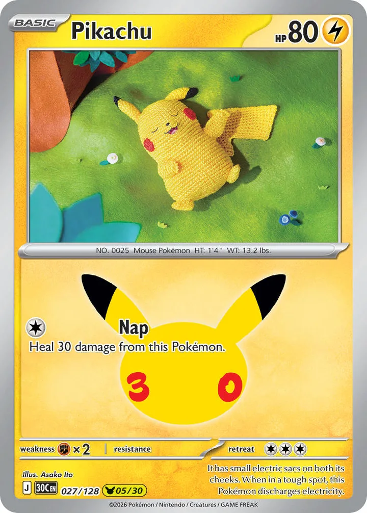 Pikachu, 30th Celebration 027/128