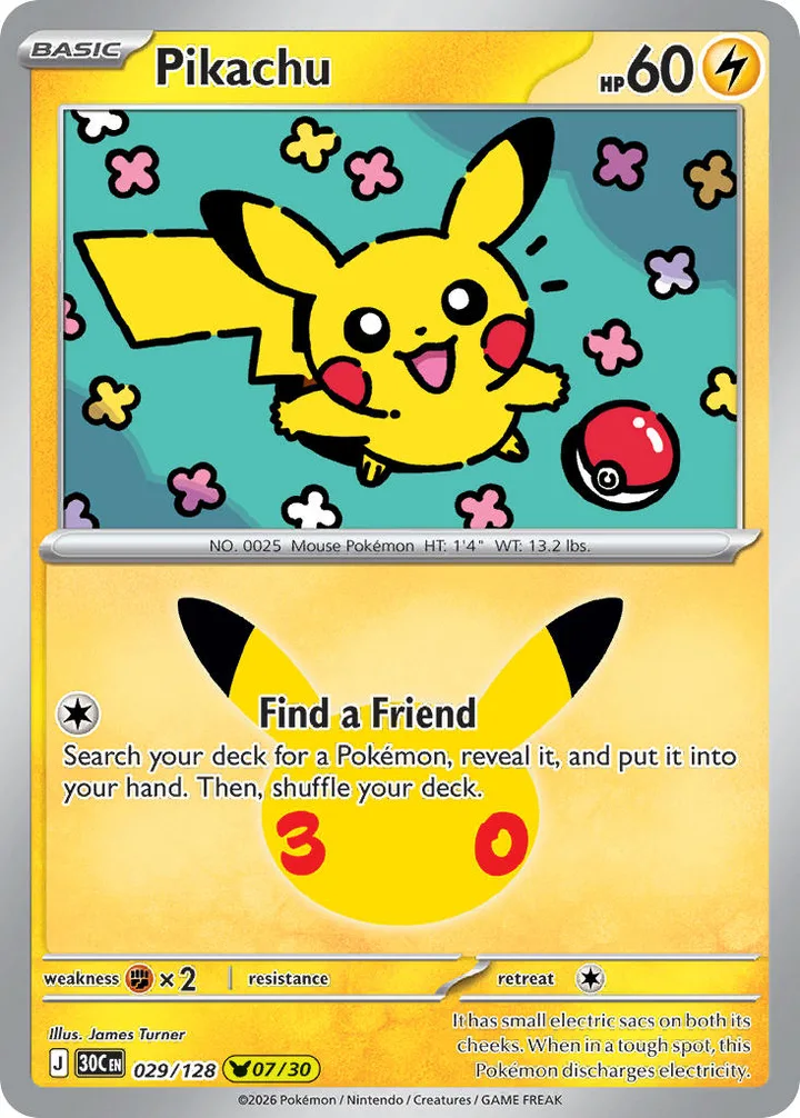 Pikachu, 30th Celebration 029/128