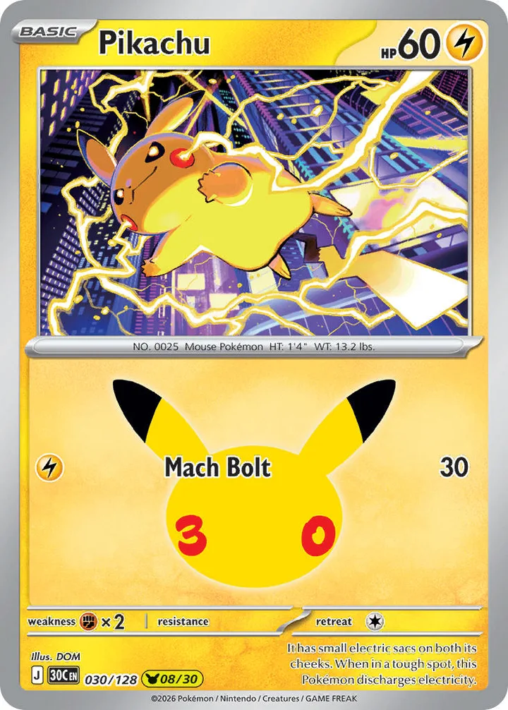 Pikachu, 30th Celebration 030/128