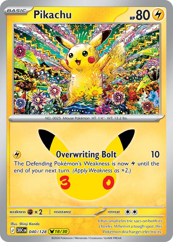 Pikachu, 30th Celebration 040/128