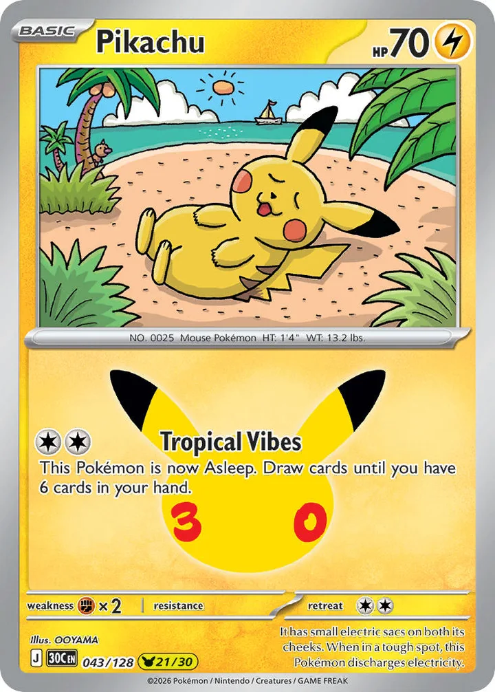 Pikachu, 30th Celebration 043/128
