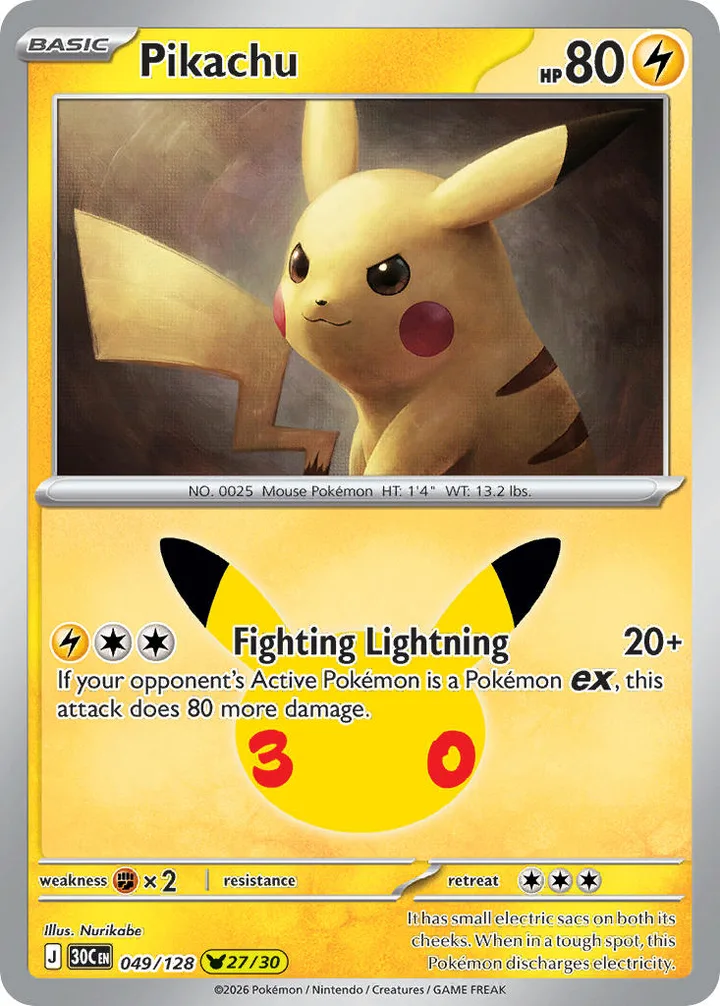 Pikachu, 30th Celebration 049/128