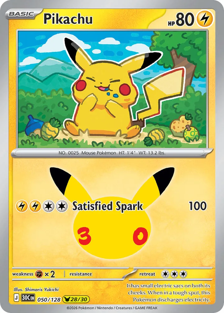 Pikachu, 30th Celebration 050/128