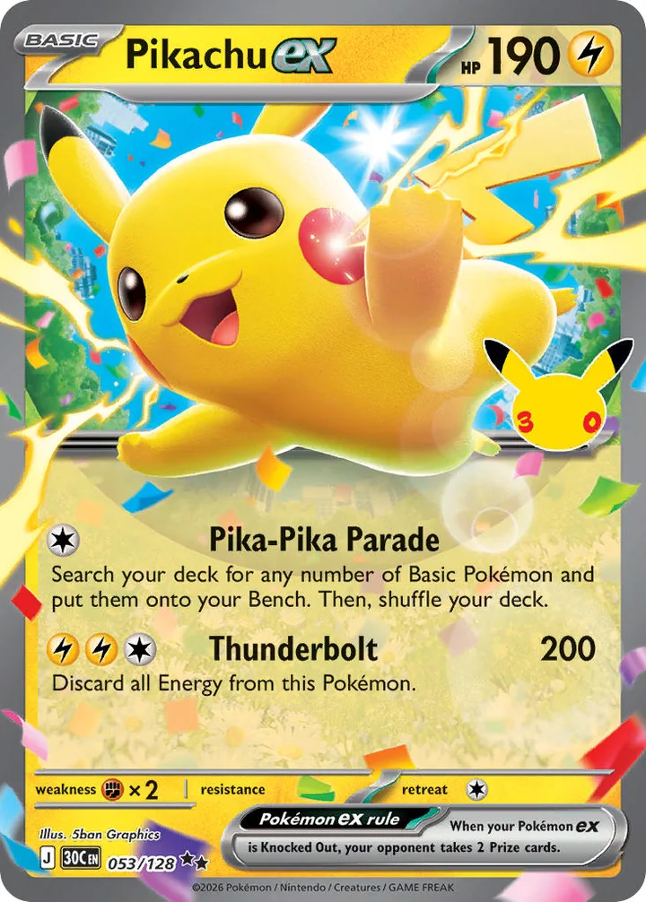 Pikachu ex, 30th Celebration 053/128