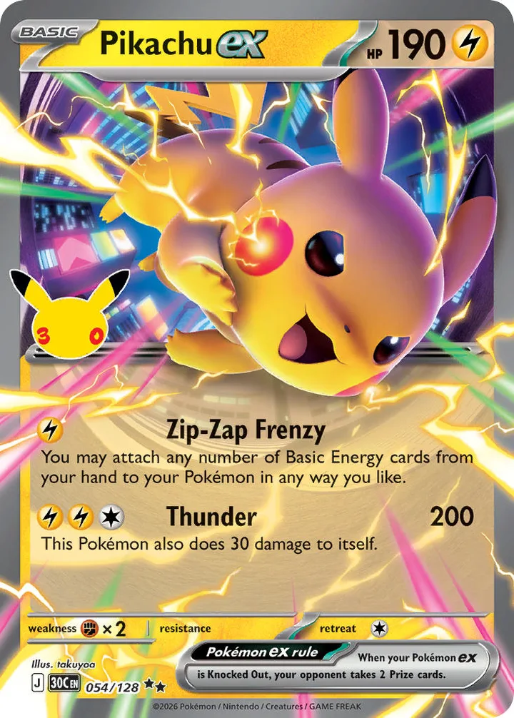 Pikachu ex, 30th Celebration 054/128