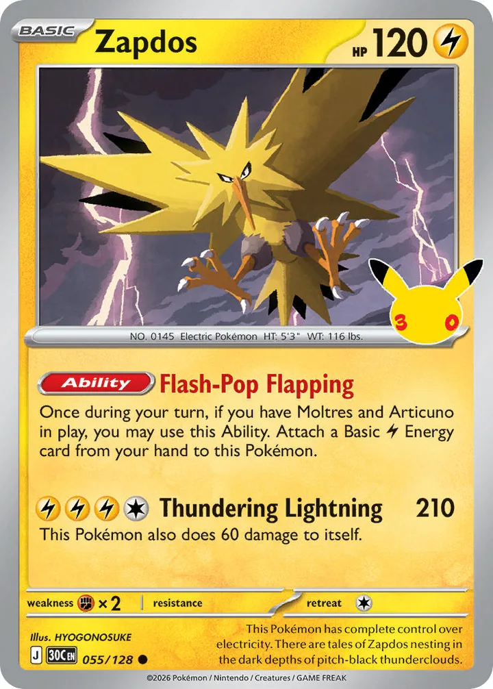 Zapdos, 30th Celebration 055/128