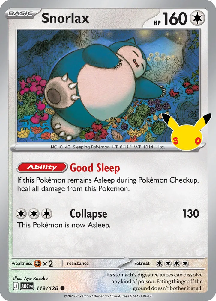 Snorlax, 30th Celebration 119/128