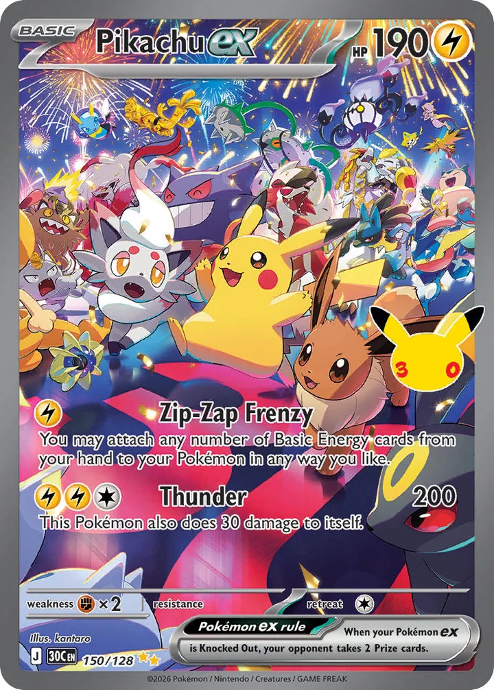 Pikachu ex, 30th Celebration 150/128