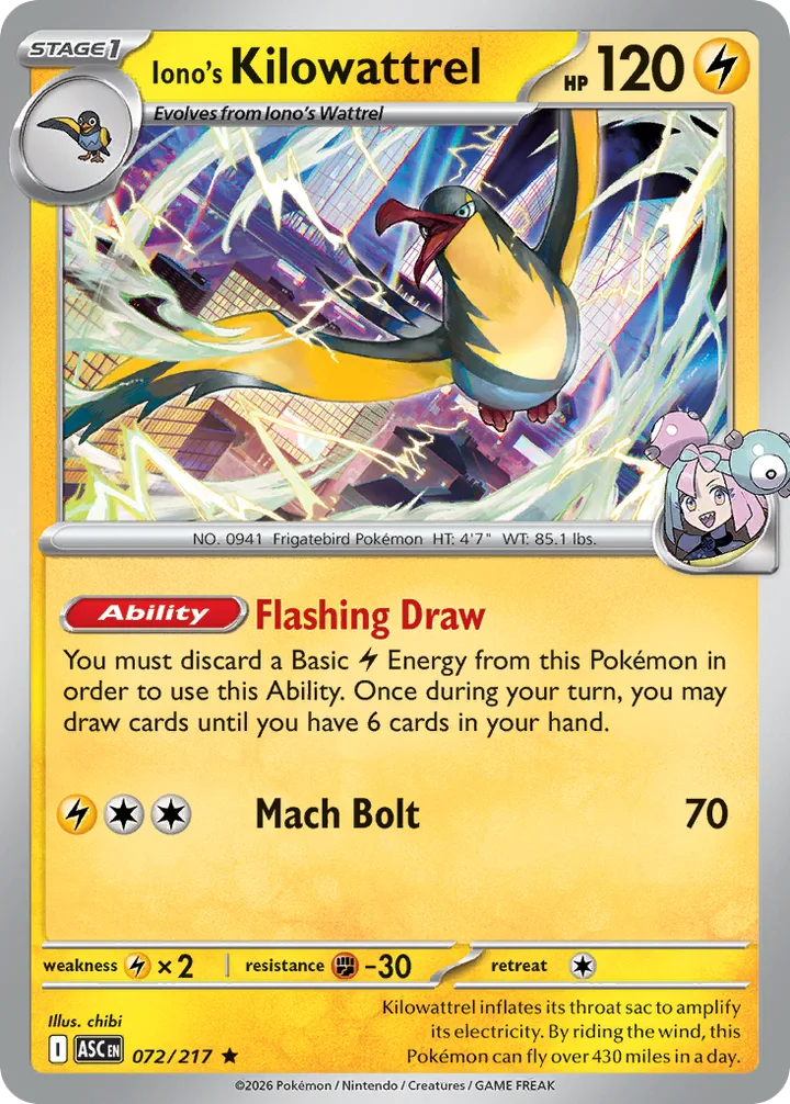 Iono’s Kilowattrel, Ascended Heroes 072/217