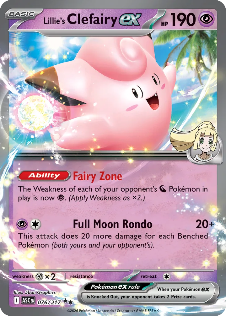 Lillie’s Clefairy ex, Ascended Heroes 076/217