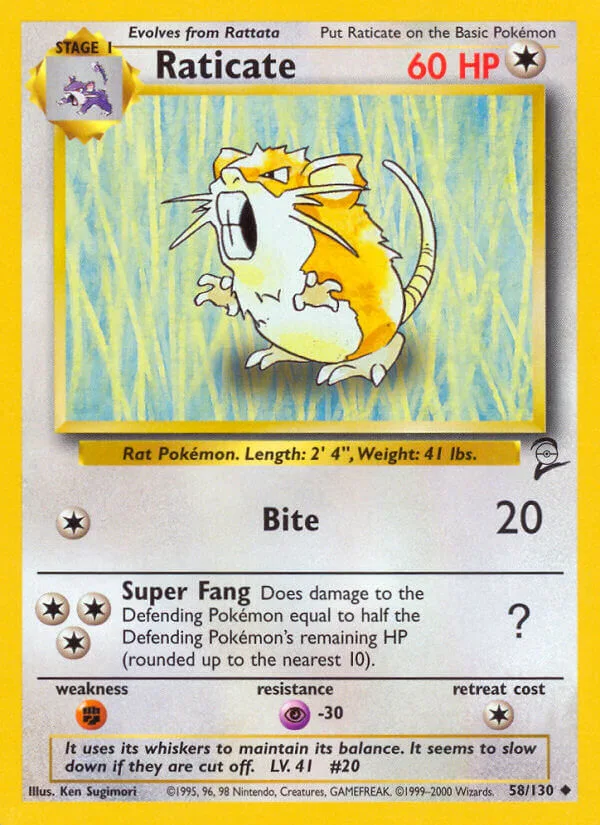 Raticate, Base Set 2 58/130