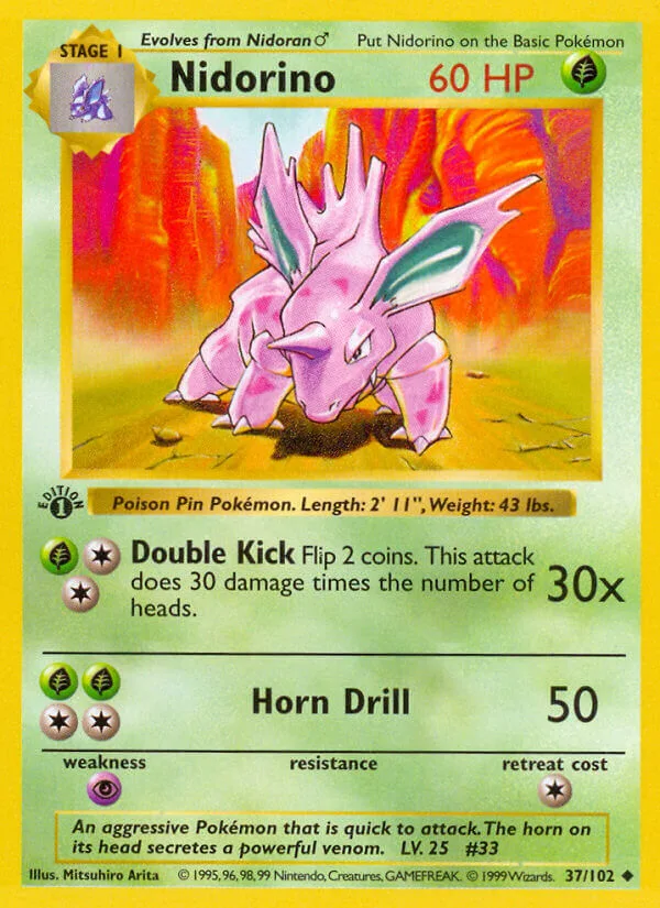 Nidorino, Base Set 37/102