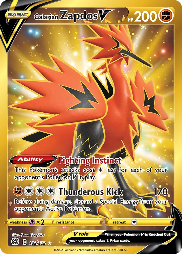 Galarian Zapdos V, Brilliant Stars 182/172