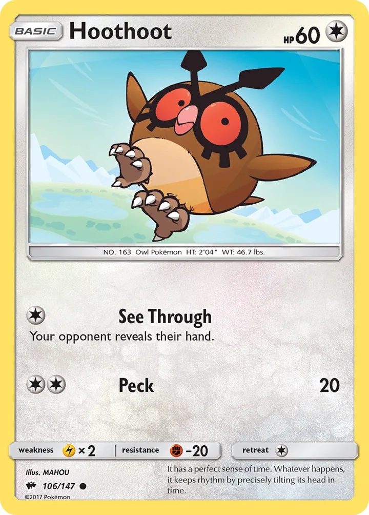 Hoothoot, Burning Shadows 106/147
