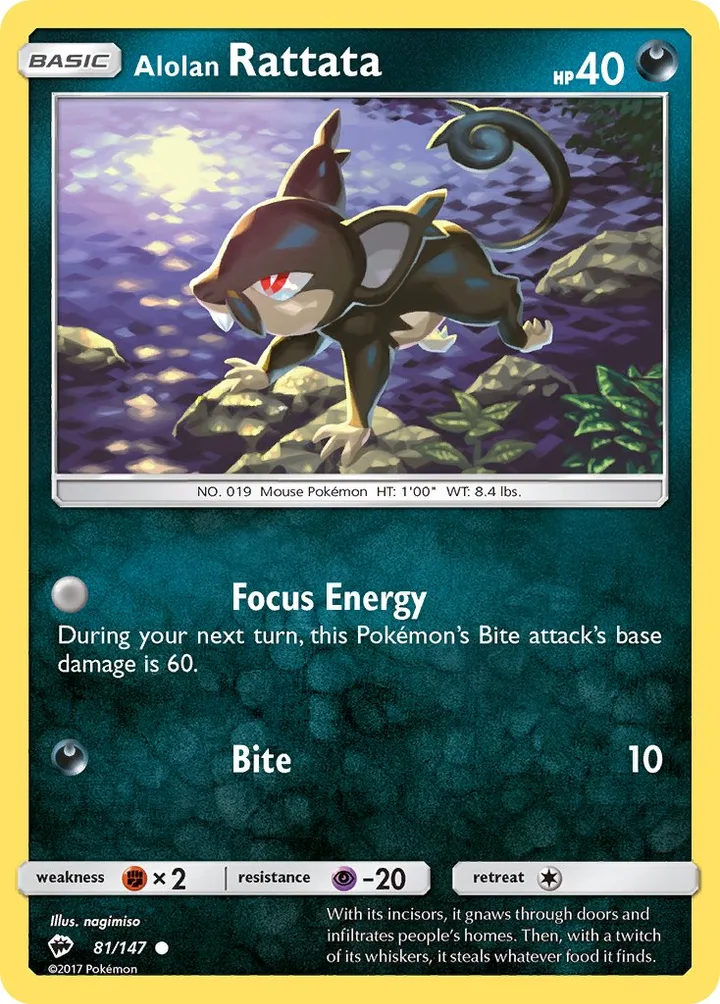 Alolan Rattata, Burning Shadows 81/147
