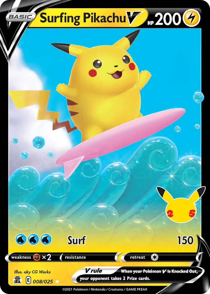 Surfing Pikachu V, Celebrations 008/025
