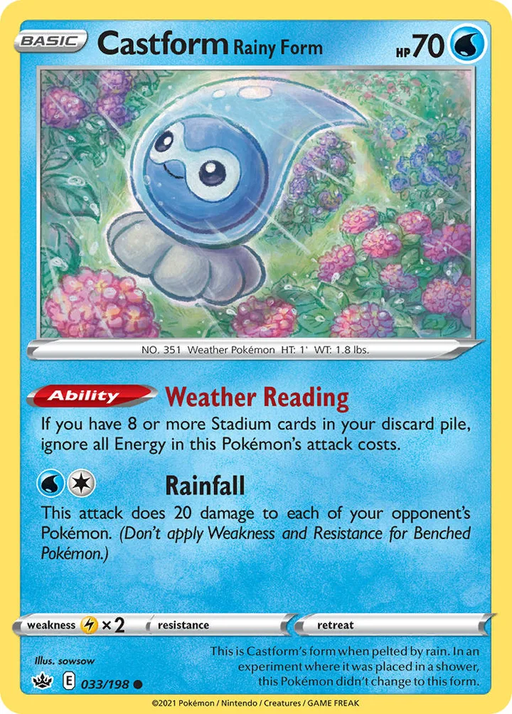 Castform Rainy Form, Chilling Reign 033/198