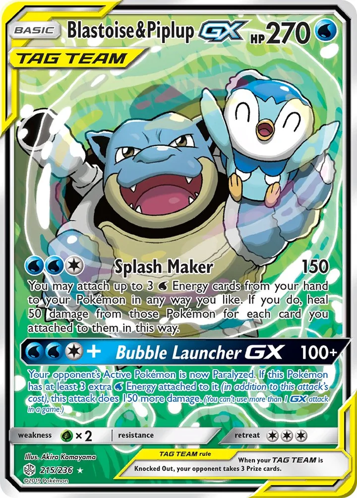 Blastoise & Piplup-GX, Cosmic Eclipse 215/236