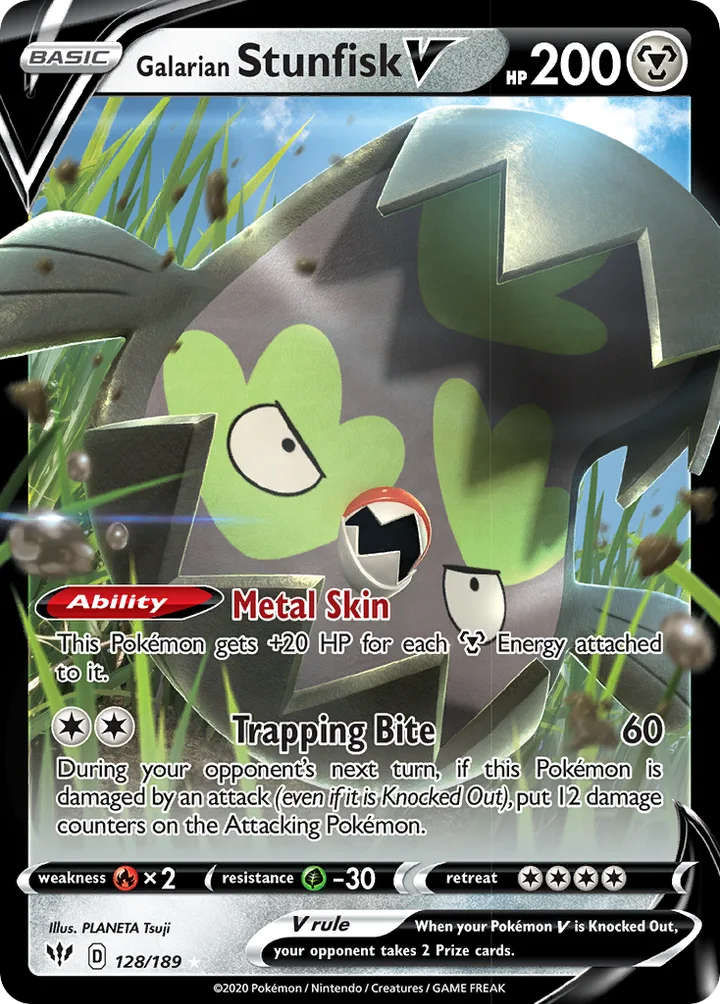 Galarian Stunfisk V, Darkness Ablaze 128/189