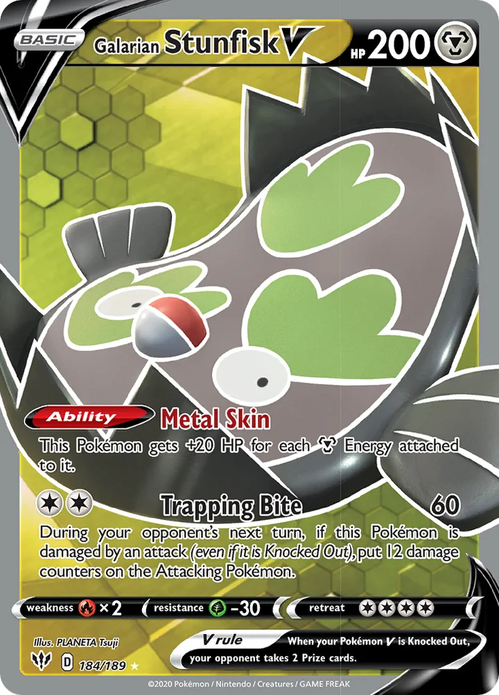Galarian Stunfisk V, Darkness Ablaze 184/189