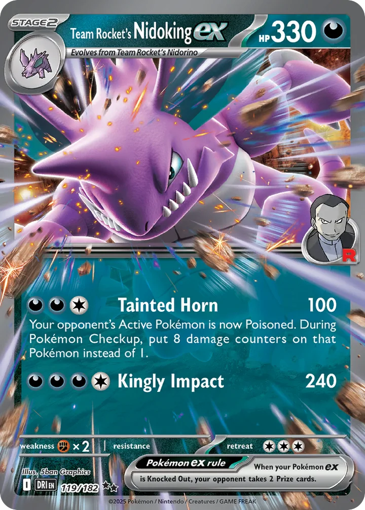 Team Rocket’s Nidoking ex, Destined Rivals 119/182