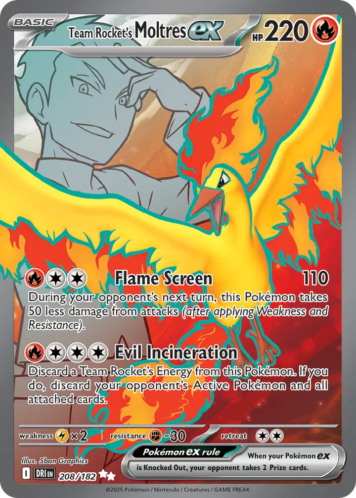 Team Rocket’s Moltres ex, Destined Rivals 208/182