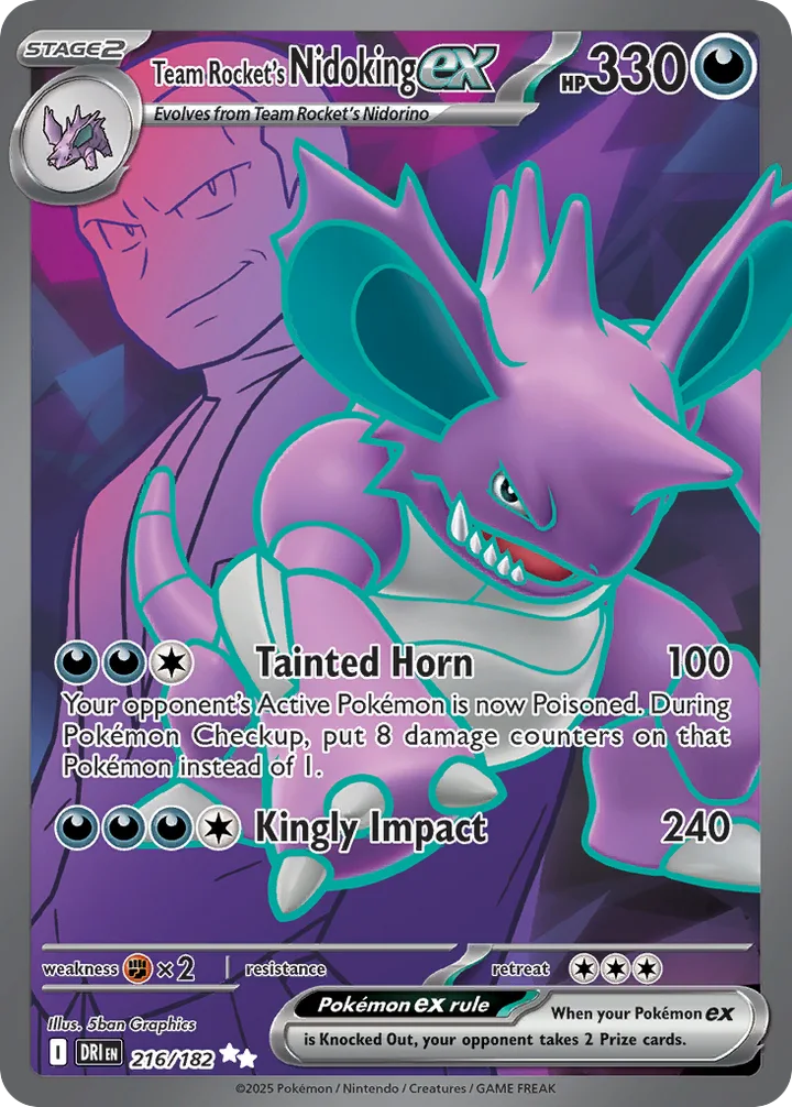 Team Rocket’s Nidoking ex, Destined Rivals 216/182