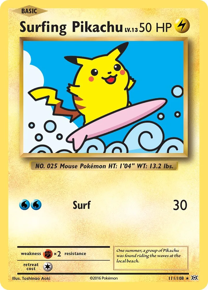 Surfing Pikachu, Evolutions 111/108