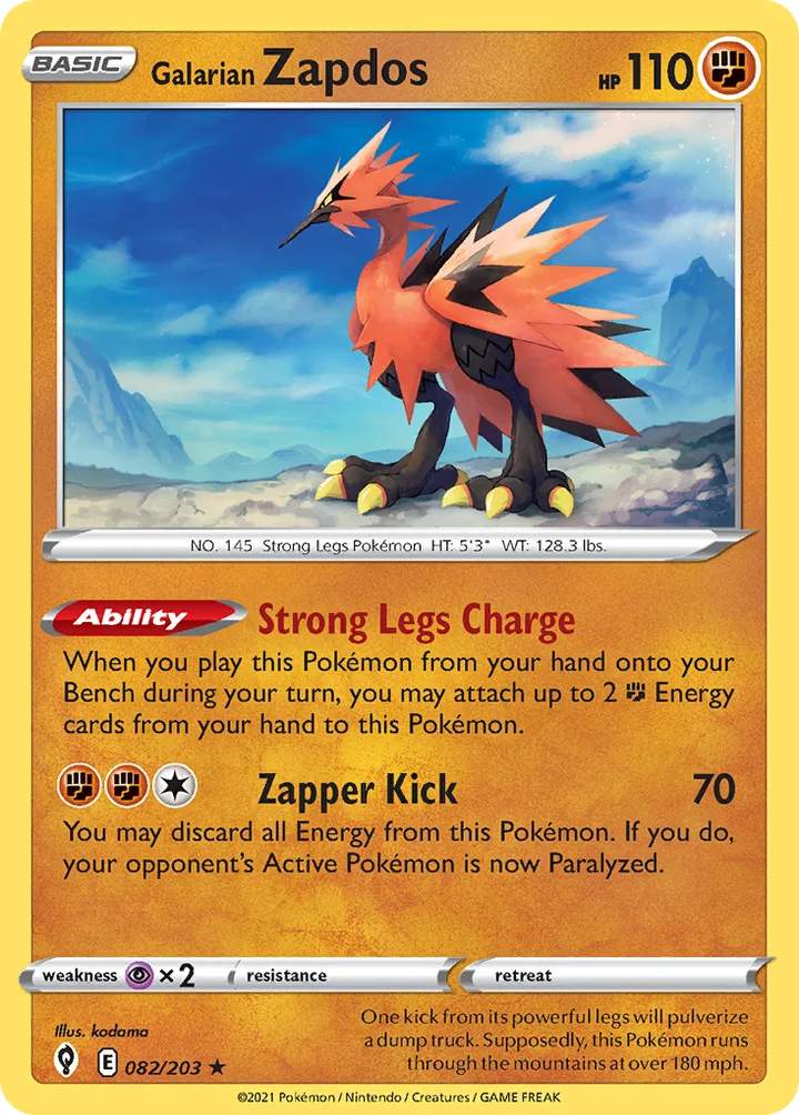 Galarian Zapdos, Evolving Skies 082/203