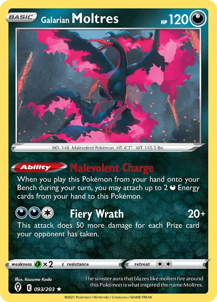 Galarian Moltres, Evolving Skies 093/203