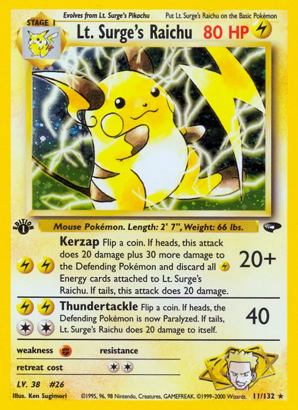 Lt. Surge’s Raichu, Gym Challenge 11/132