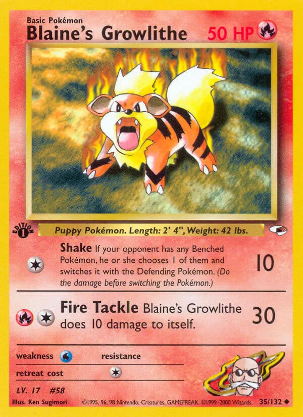 Blaine’s Growlithe, Gym Heroes 35/132