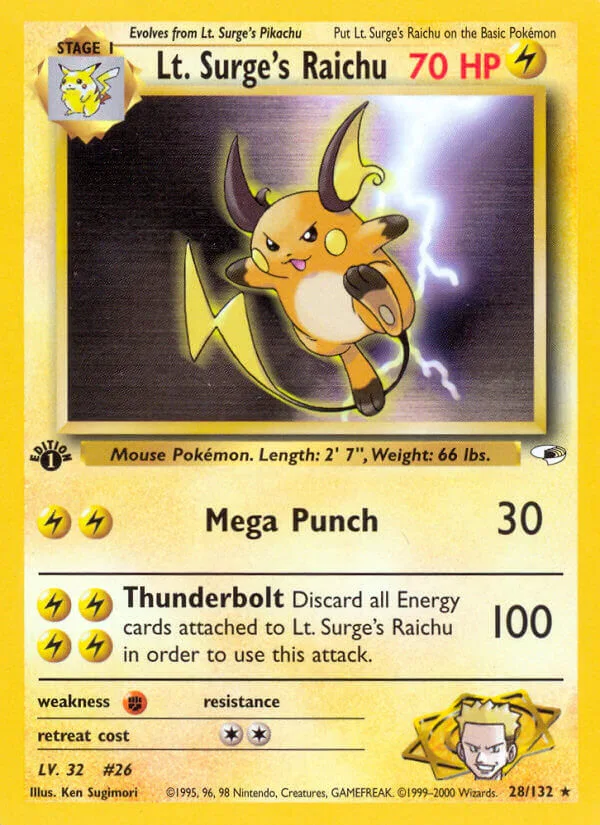 Lt. Surge’s Raichu, Gym Heroes 28/132