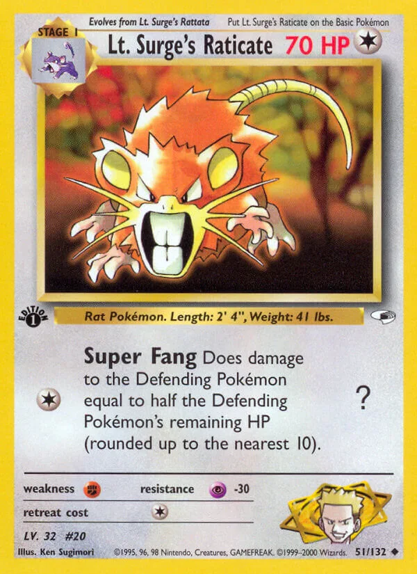 Lt. Surge’s Raticate, Gym Heroes 51/132