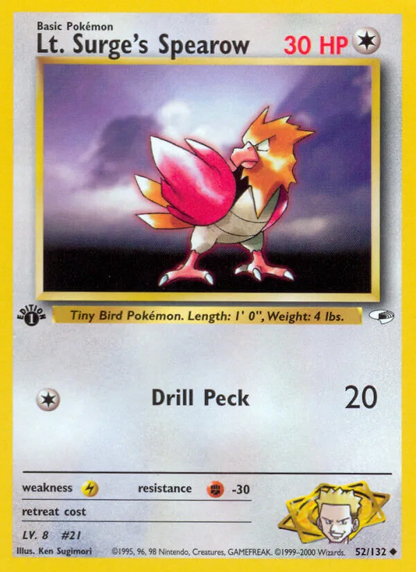 Lt. Surge’s Spearow, Gym Heroes 52/132