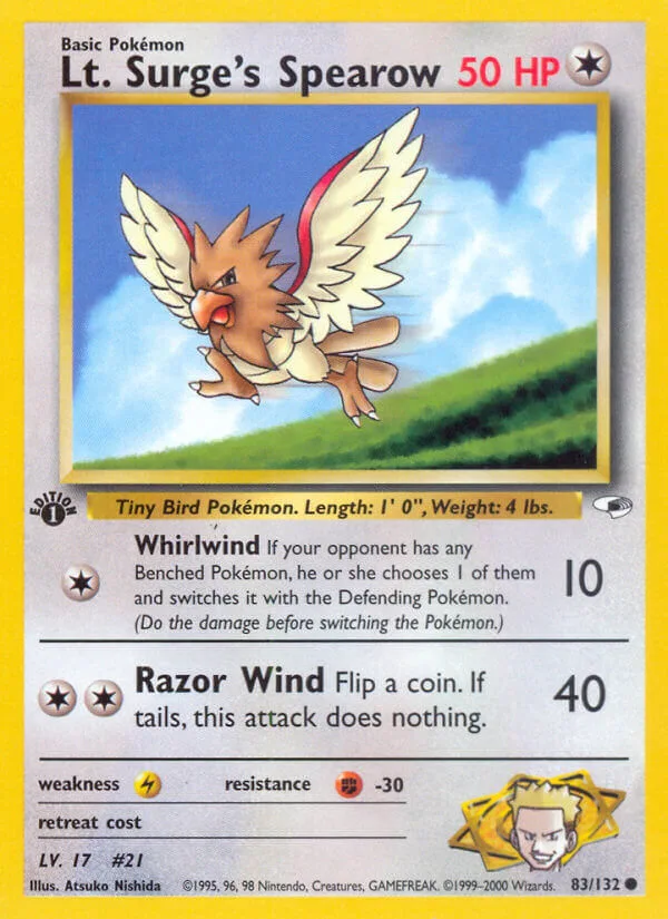 Lt. Surge’s Spearow, Gym Heroes 83/132