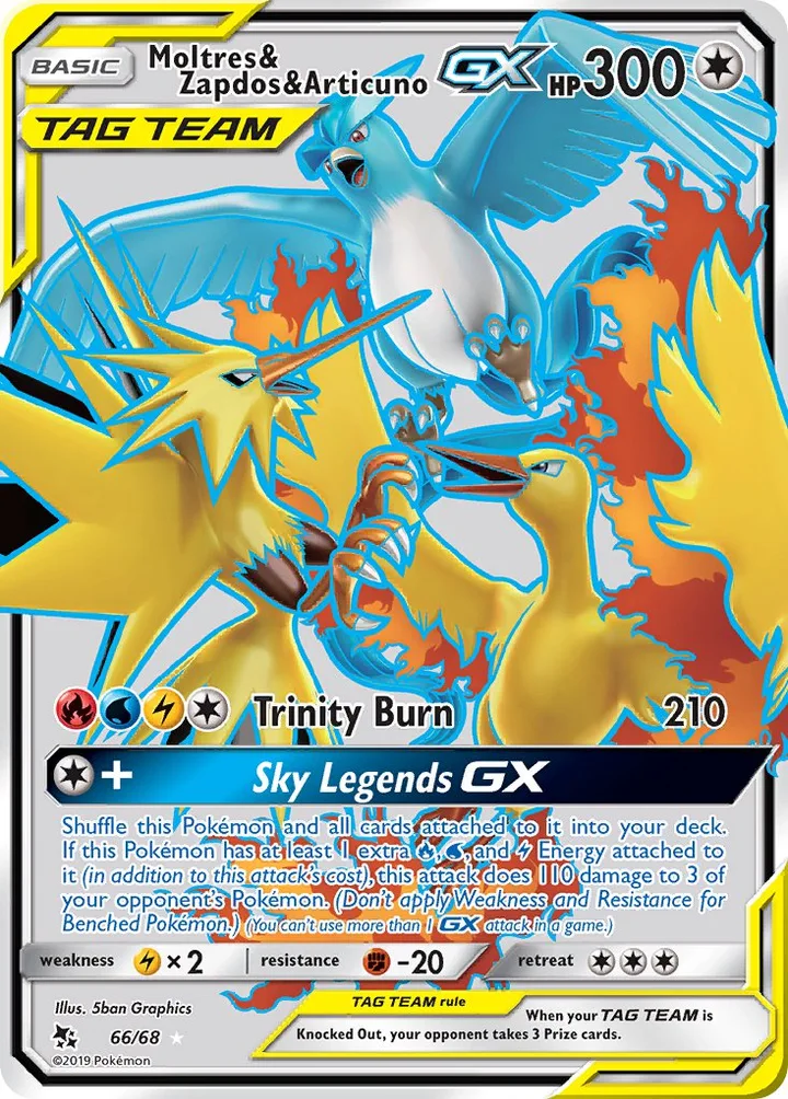 Moltres & Zapdos & Articuno-GX, Hidden Fates 66/68