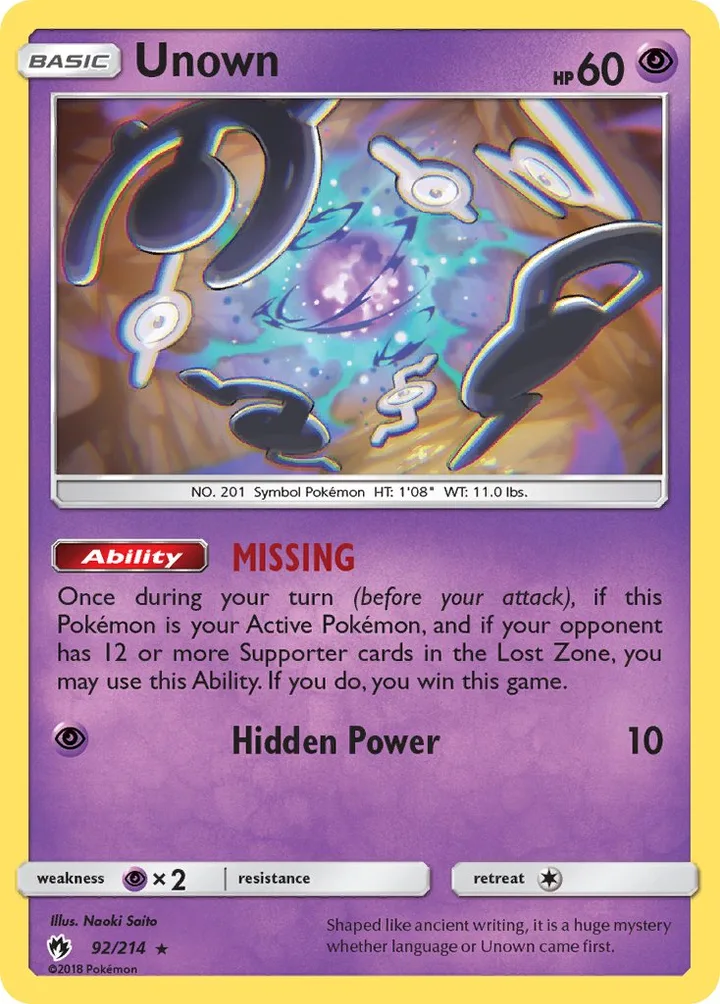 Unown, Lost Thunder 92/214