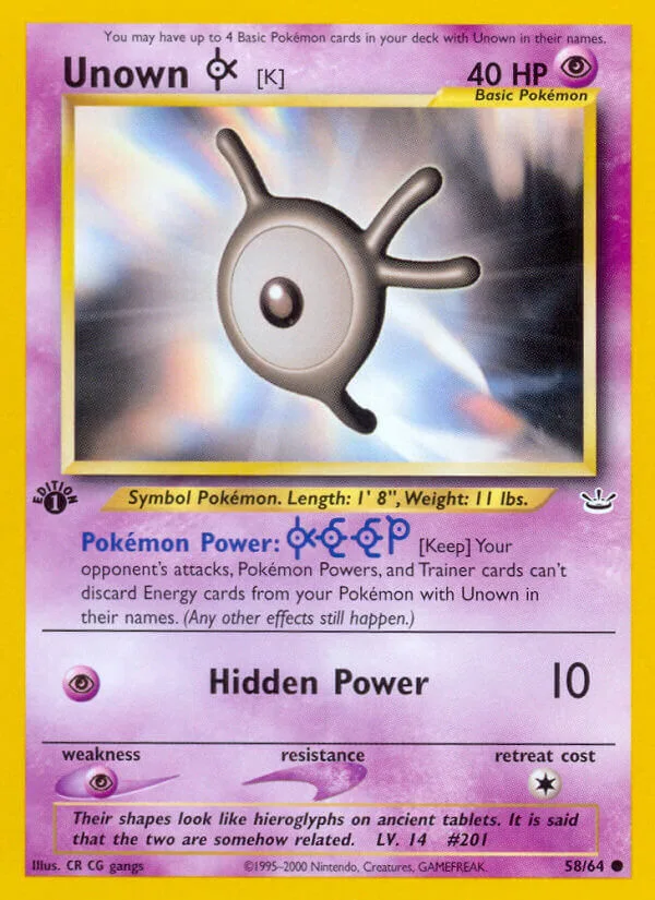 Unown K, Neo Revelation 58/64