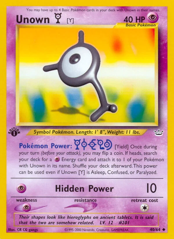 Unown Y, Neo Revelation 40/64