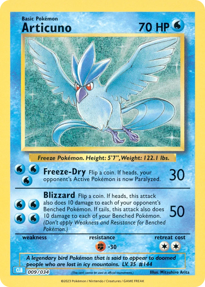 Articuno, Pokémon Trading Card Game Classic—Blastoise 009/034