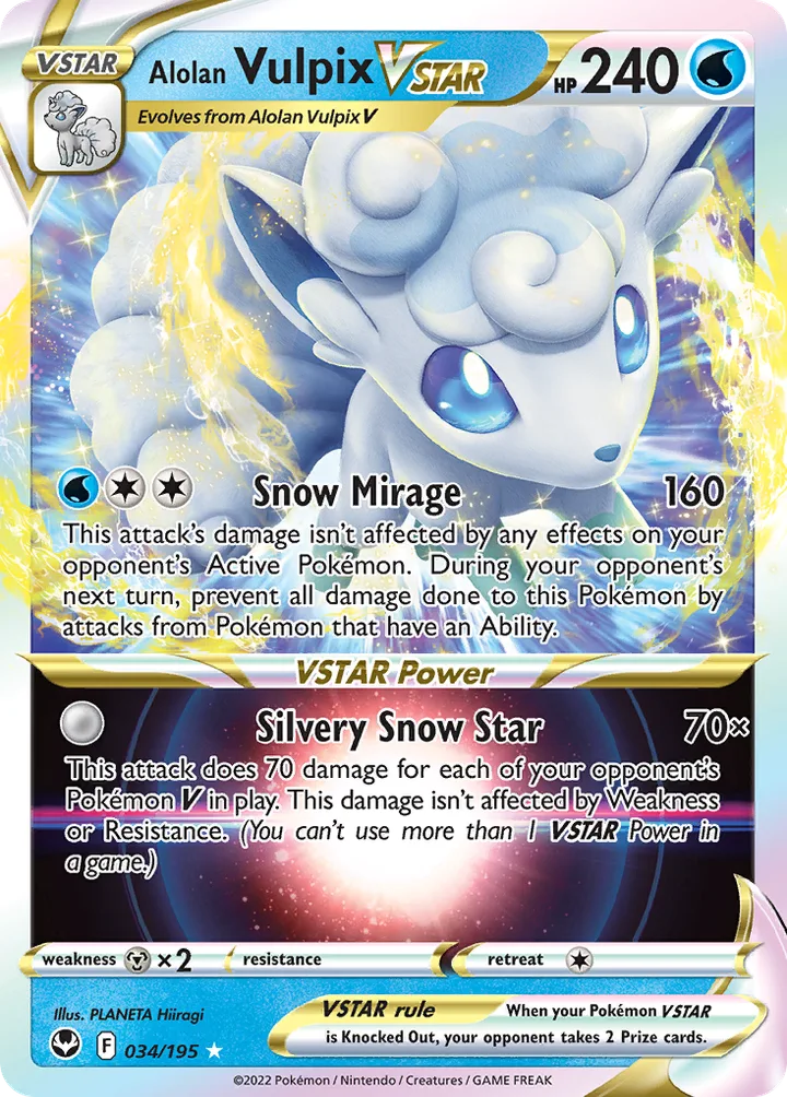 Alolan Vulpix VSTAR, Silver Tempest 034/195