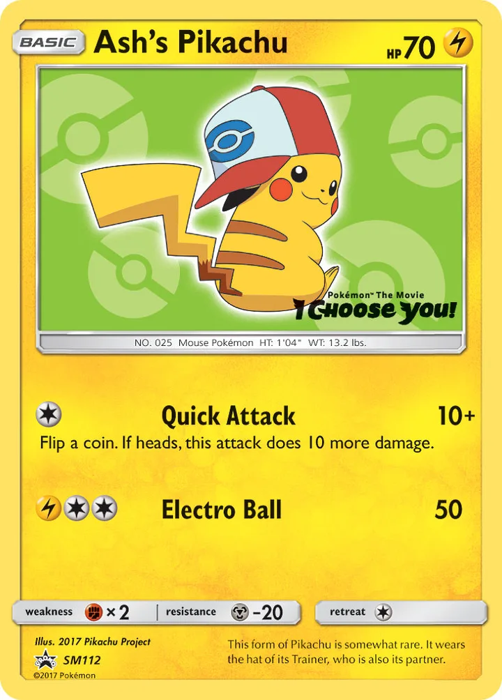Ash’s Pikachu, Sun & Moon Promos SM112