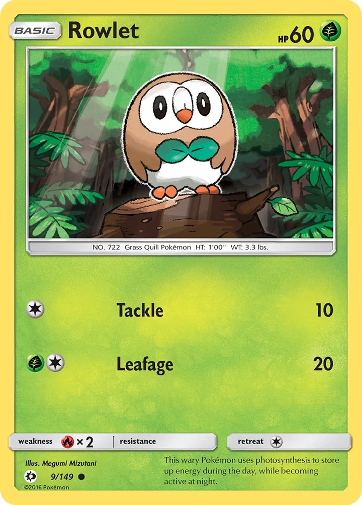Rowlet, Sun & Moon 9/149
