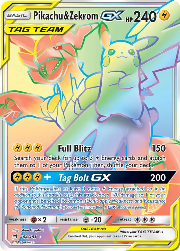Pikachu & Zekrom-GX, Team Up 184/181