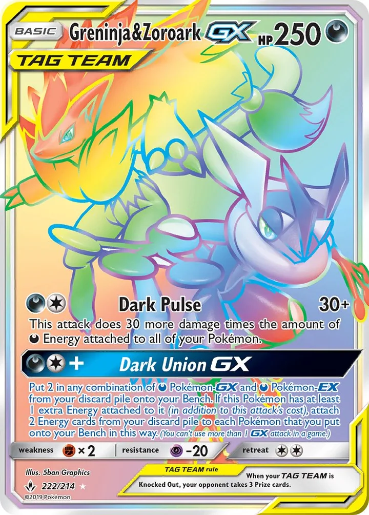 Greninja & Zoroark-GX, Unbroken Bonds 222/214
