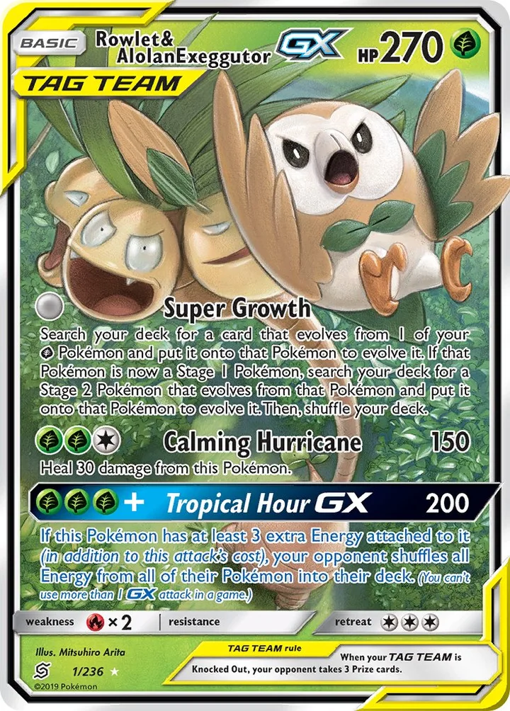 Rowlet & Alolan Exeggutor-GX, Unified Minds 1/236
