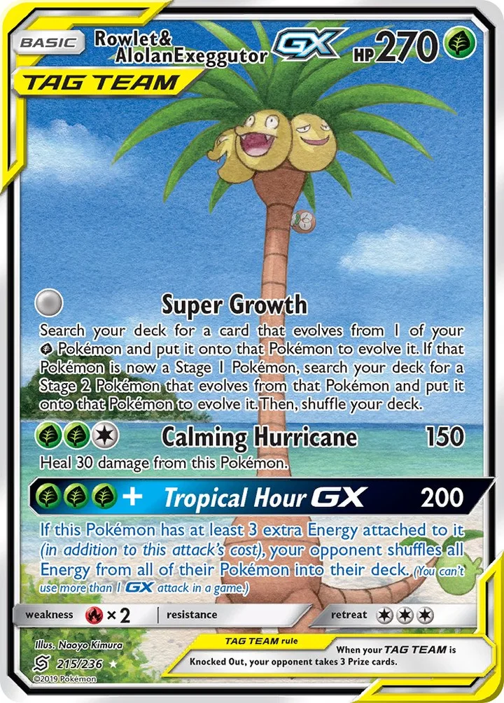 Rowlet & Alolan Exeggutor-GX, Unified Minds 215/236