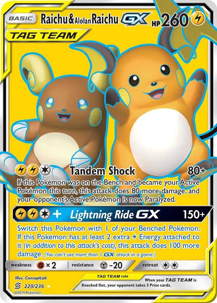 Raichu & Alolan Raichu-GX, Unified Minds 220/236