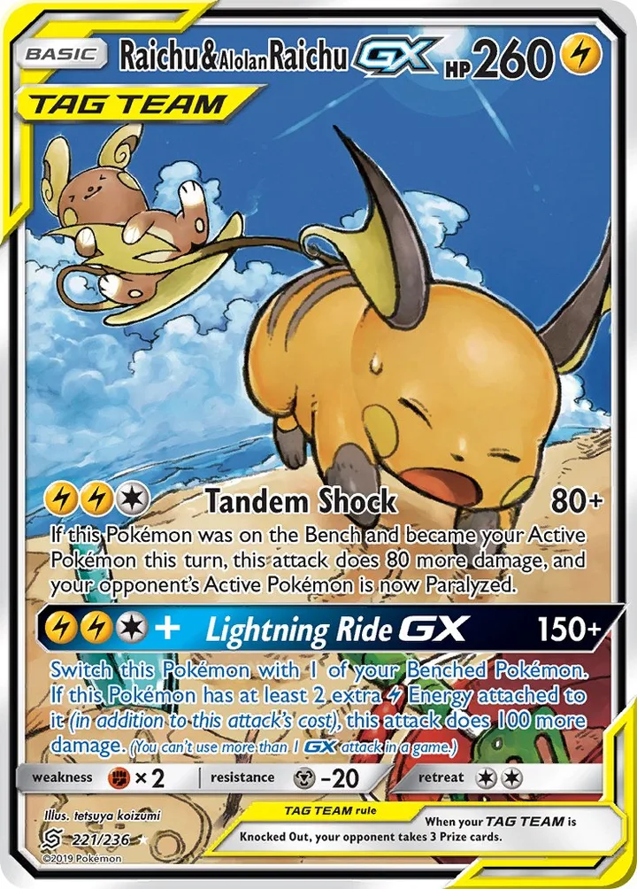 Raichu & Alolan Raichu-GX, Unified Minds 221/236